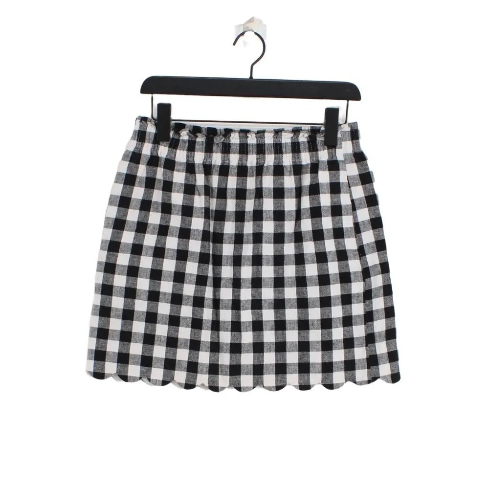 J. Crew Black and White Smocked Skater Mini Skirt